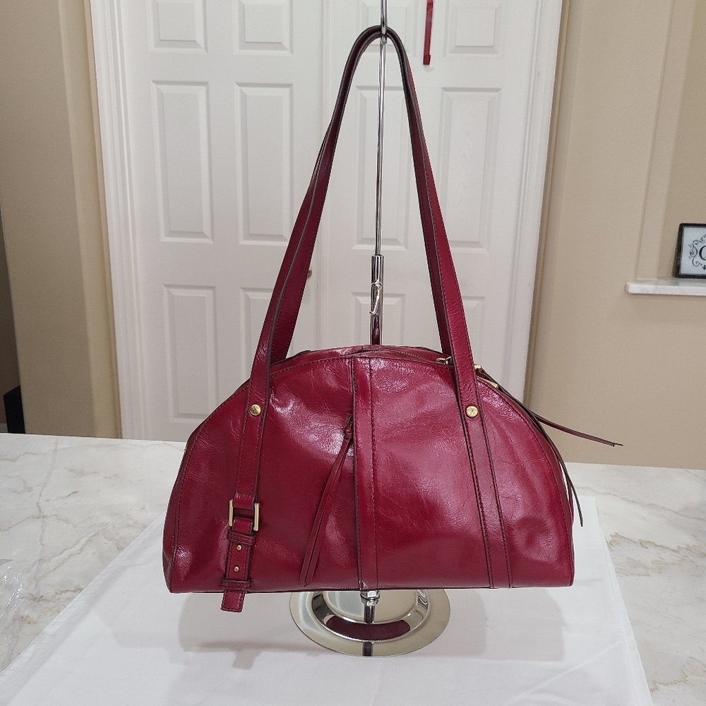 HOBO Beckon Half Moon Leather Shoulder Bag Burgandy Style 65819